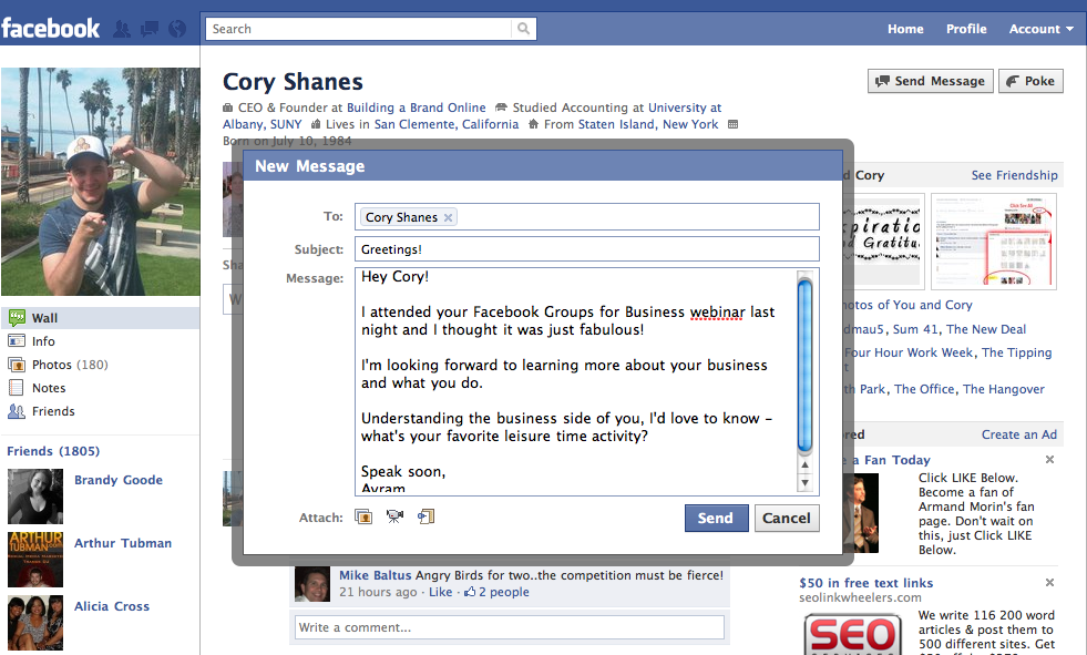 Cory FB Friend Request The Art of the Facebook Friend Request